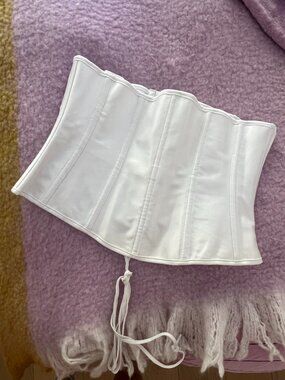 SKIMS Satin Waspie Corset Snow White Size Medium NWT